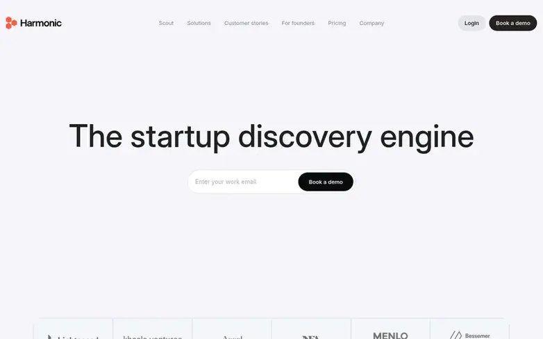 Screenshot of the Harmonic homepage