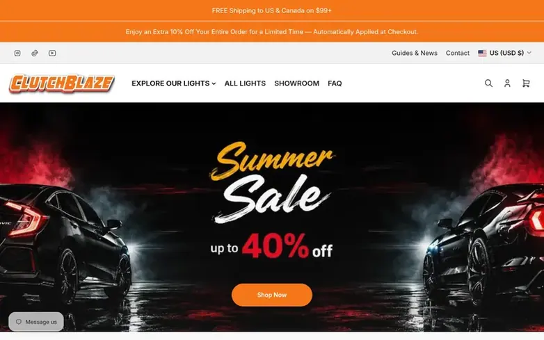Screenshot of the ClutchBlaze homepage