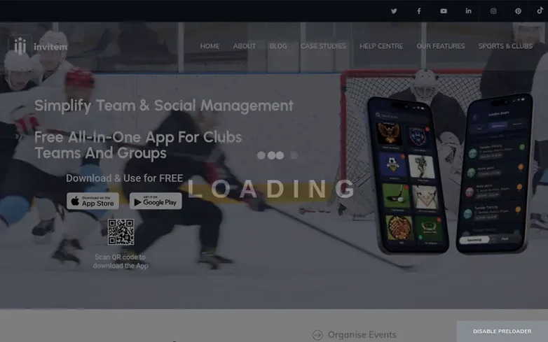 Screenshot of the Invitem homepage