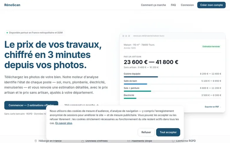 Screenshot of the RénoScan homepage