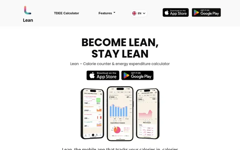 Screenshot of the Lean homepage