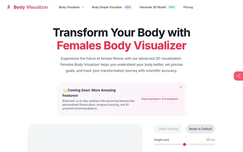 Screenshot of the Body Visualizer homepage