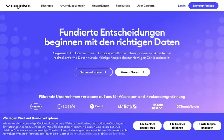Screenshot of the Cognism homepage