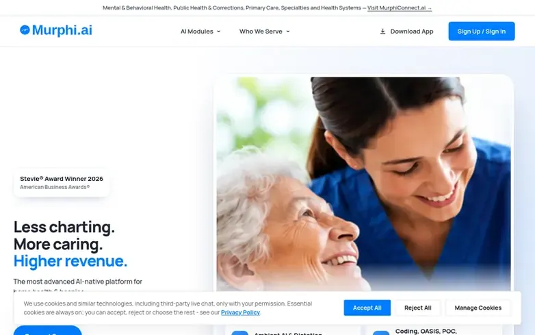 Screenshot of the Murphi.ai homepage
