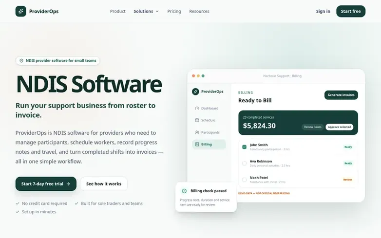 Screenshot of the ProviderOps homepage