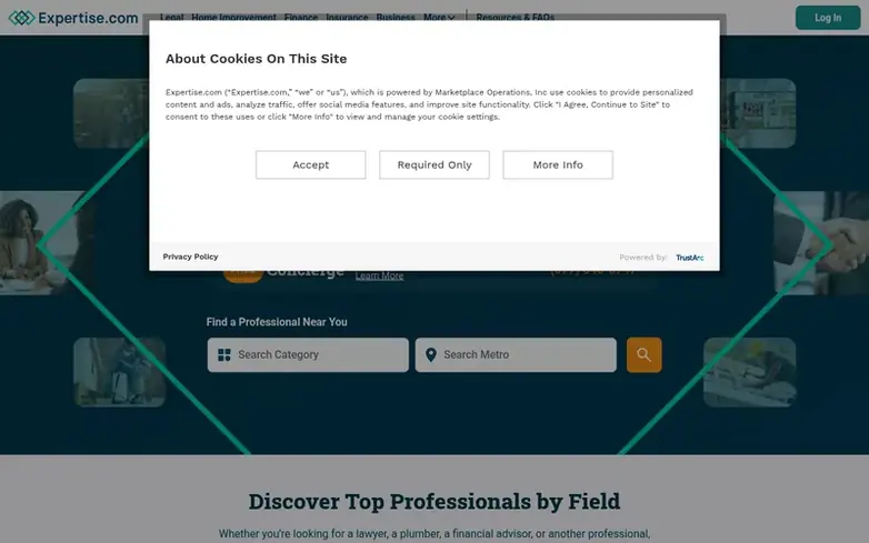 Screenshot of the Expertise.com homepage
