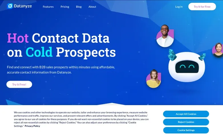 Screenshot of the Datanyze homepage